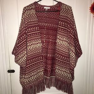 Roommates red thick knit open cardigan